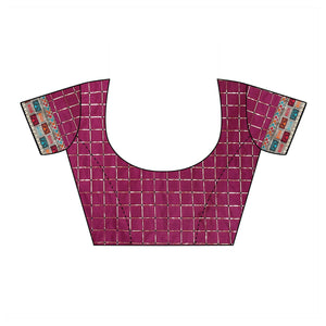 Wine Casual Wear Solid Silk Saree - Peachmode