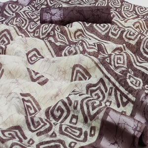 Wine Digital Printed Linen Saree - Peachmode