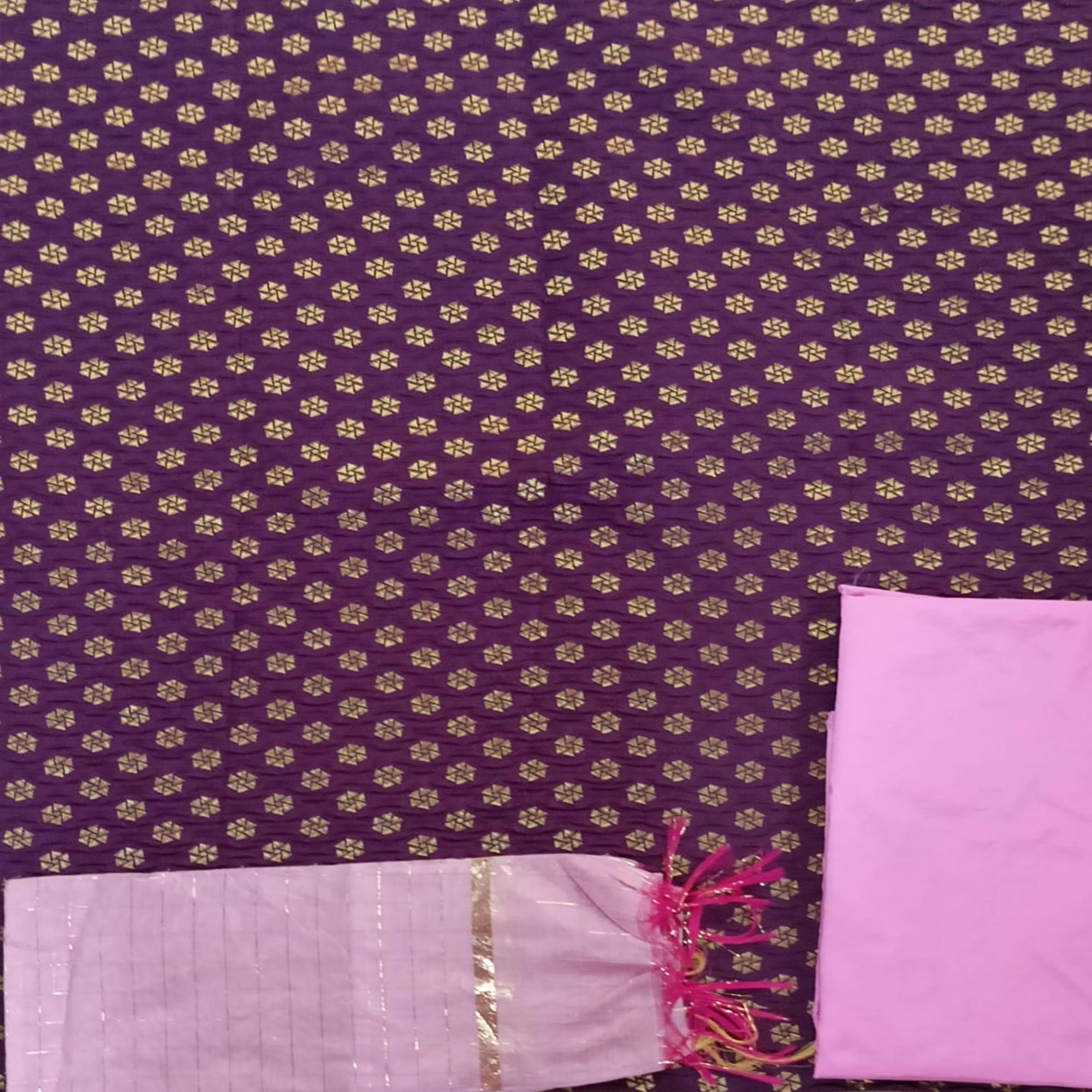 Wine Festive Wear Woven Banarasi Silk Dress Material - Peachmode