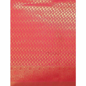 Women's Red Festive Wear Woven Kanjivaram Silk Saree With Unstitched Blouse - Peachmode