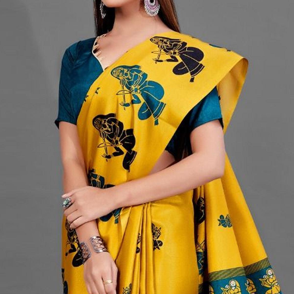Yellow Casual Manipuri Silk Saree With Unstitched Blouse - Peachmode