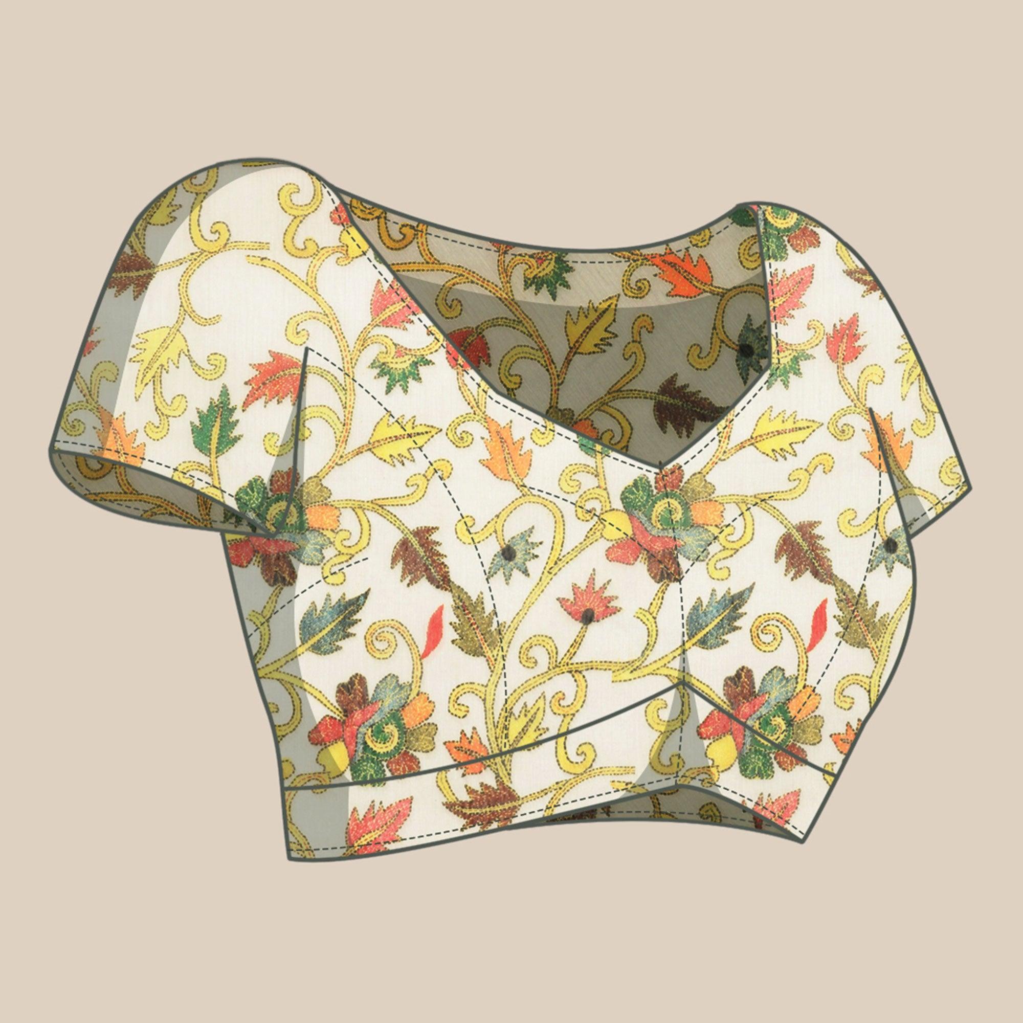 Yellow Casual Wear Floral Printed Cotton Saree - Peachmode