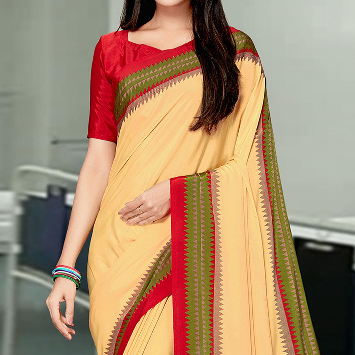 Yellow Casual Wear Solid Art Silk Saree - Peachmode