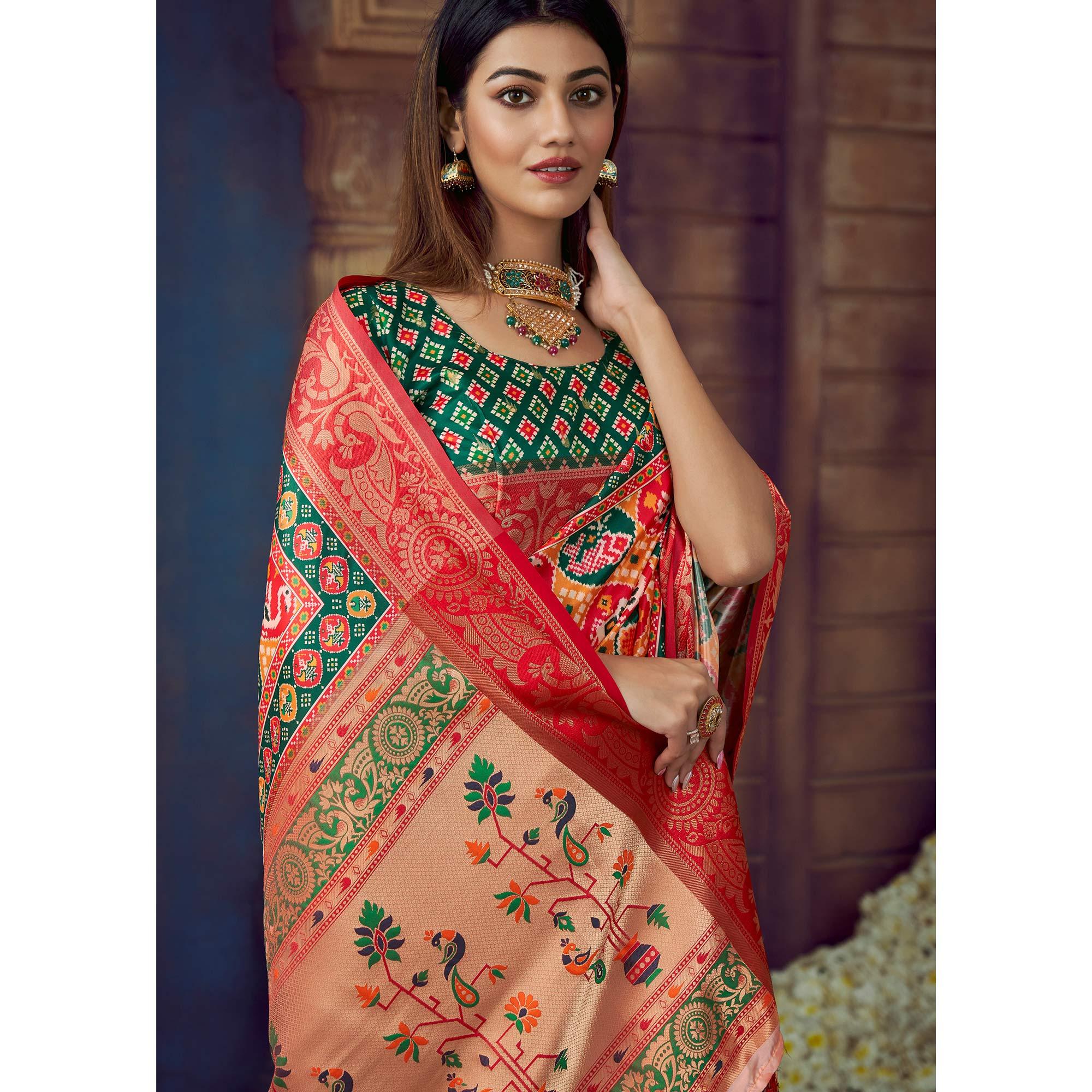 Yellow Digital Printed Art Silk Saree With Tassels - Peachmode