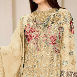 Yellow Embroidered Georgette Pakistani Suit - Peachmode