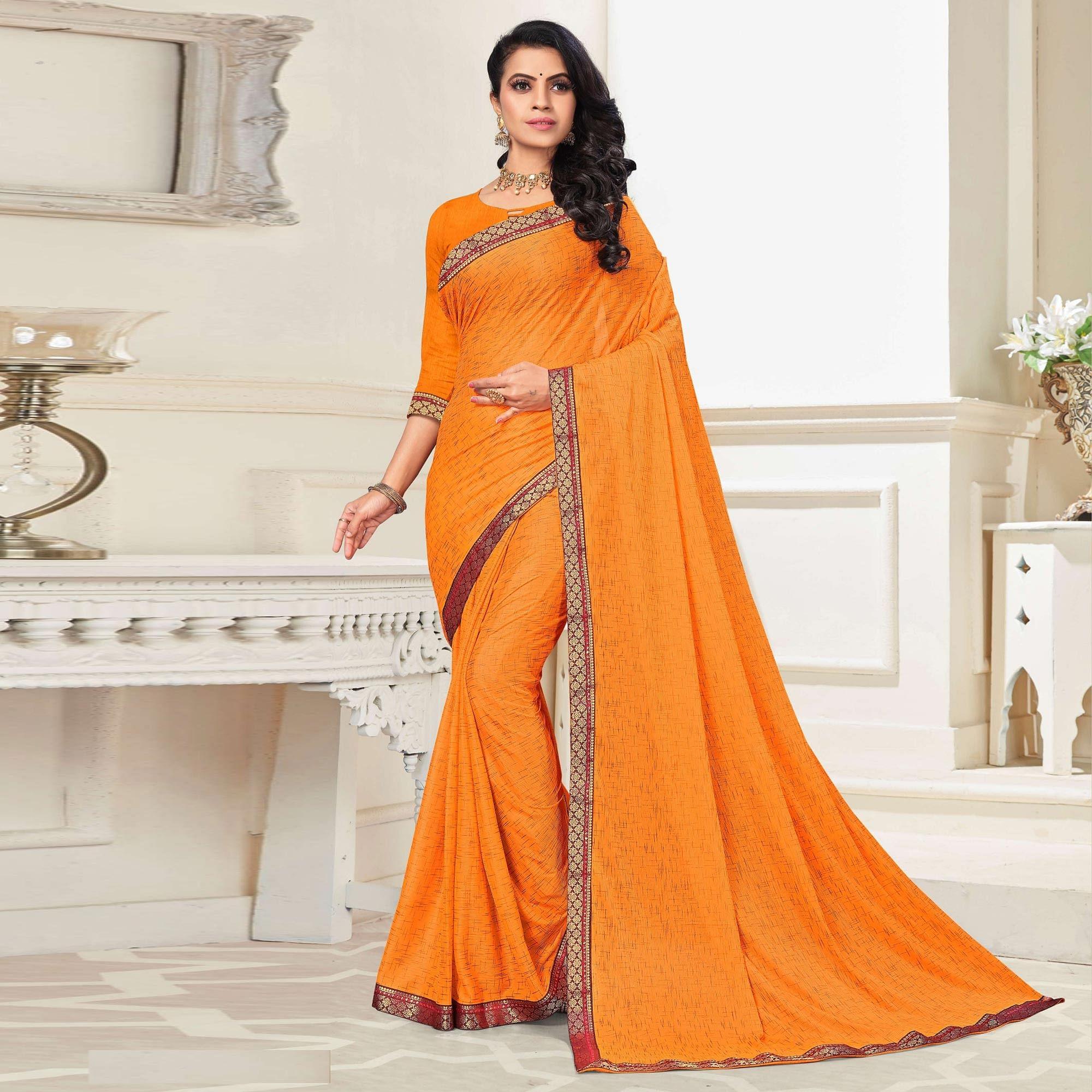 Yellow Festive Wear Printed With Banarasi Lace Art Silk Saree - Peachmode