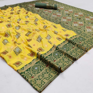 Yellow Festive Wear Woven Heavy Silk Saree - Peachmode