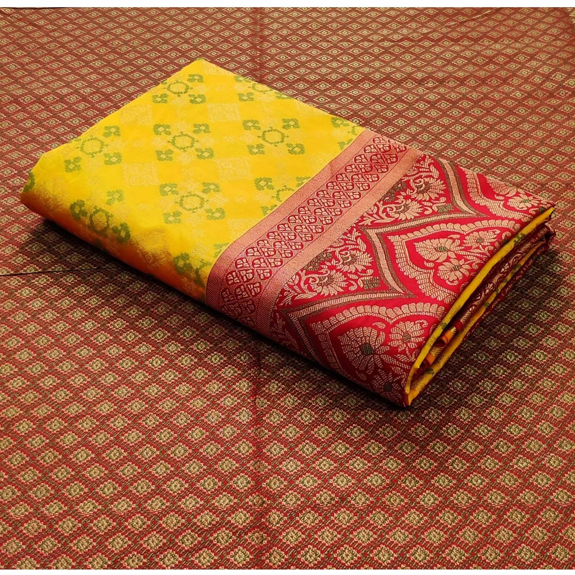 Yellow Festive Wear Woven Patola Silk Saree - Peachmode