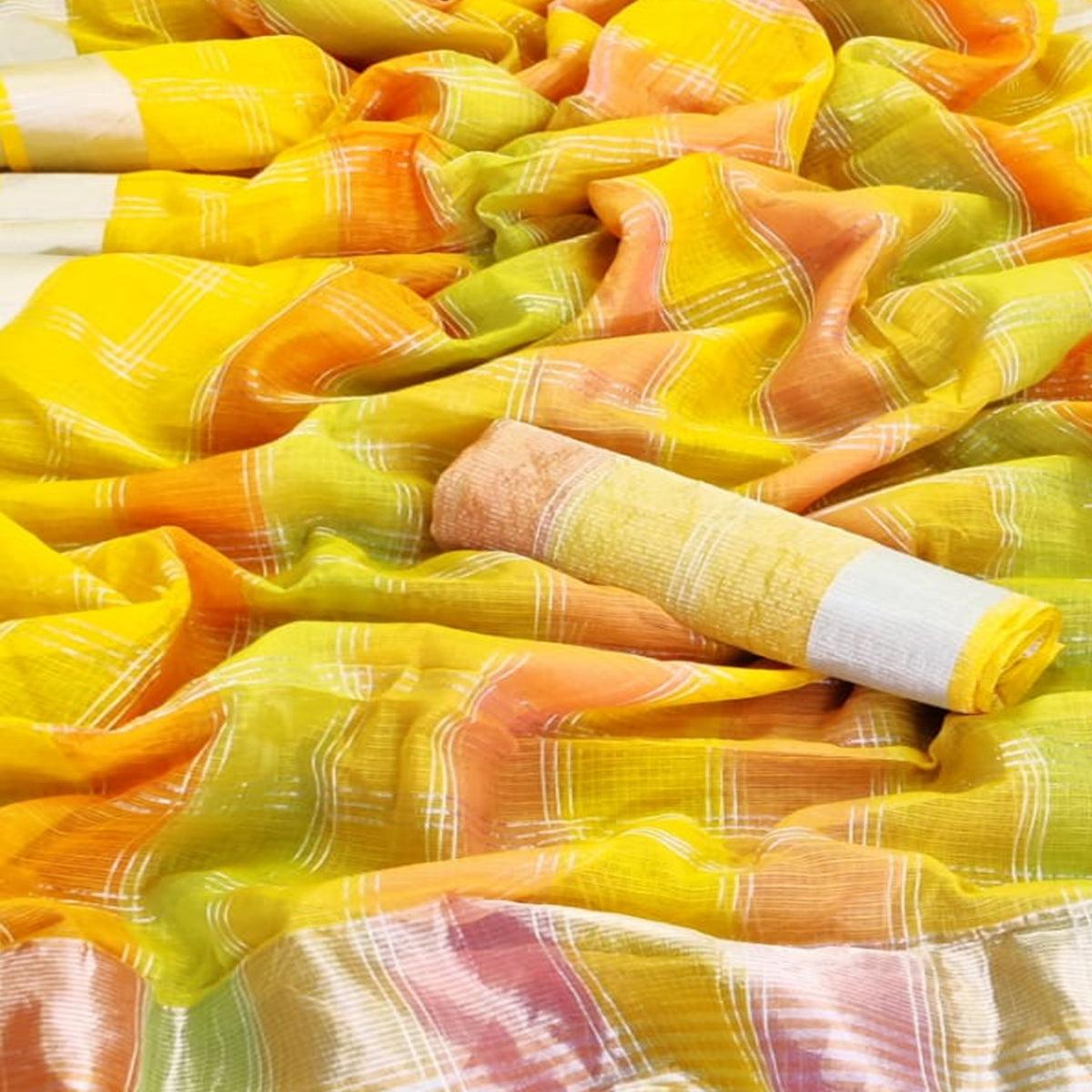 Yellow Festive Wear Woven Silk Saree - Peachmode