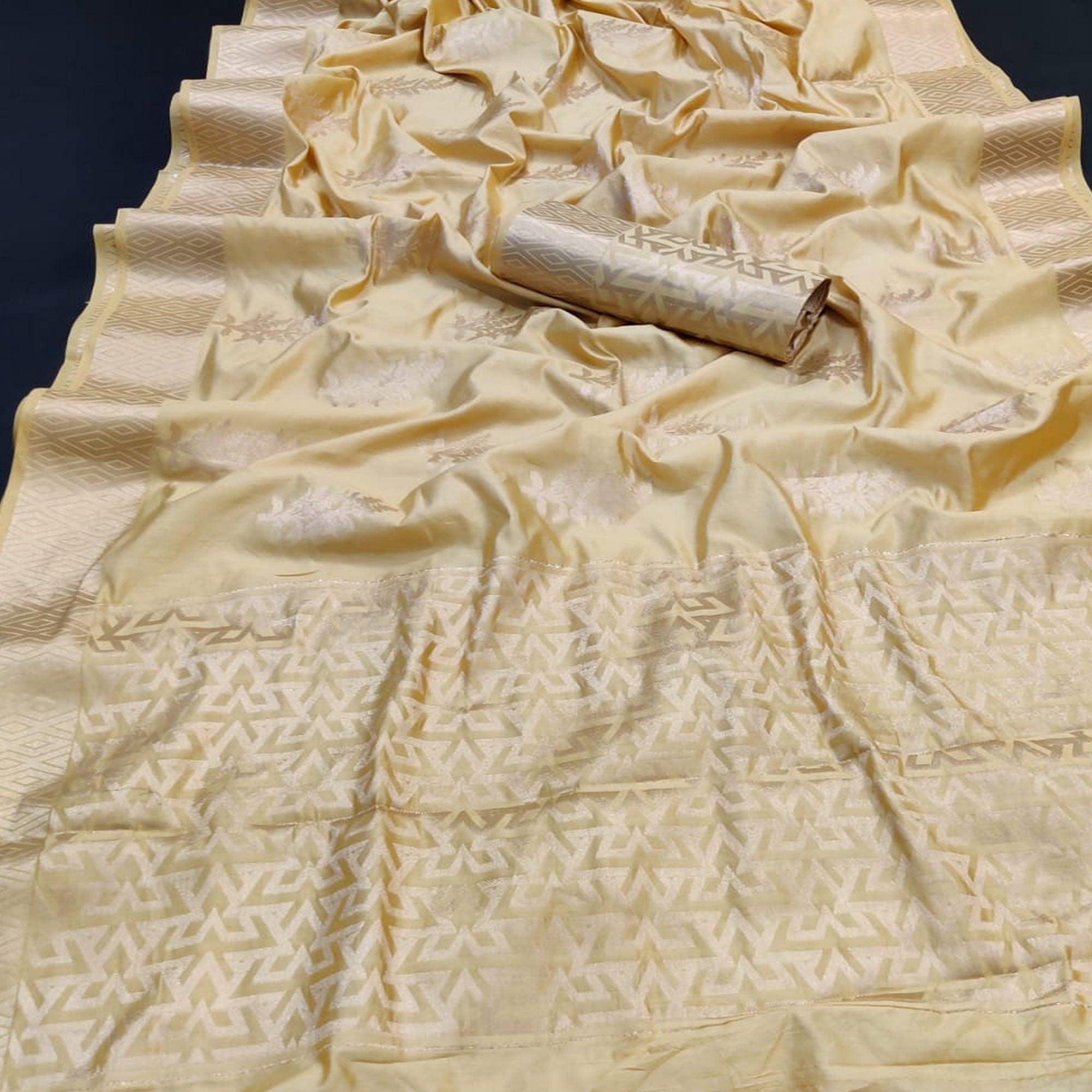 Yellow Festive Wear Woven Silk Saree With Butta Pallu - Peachmode