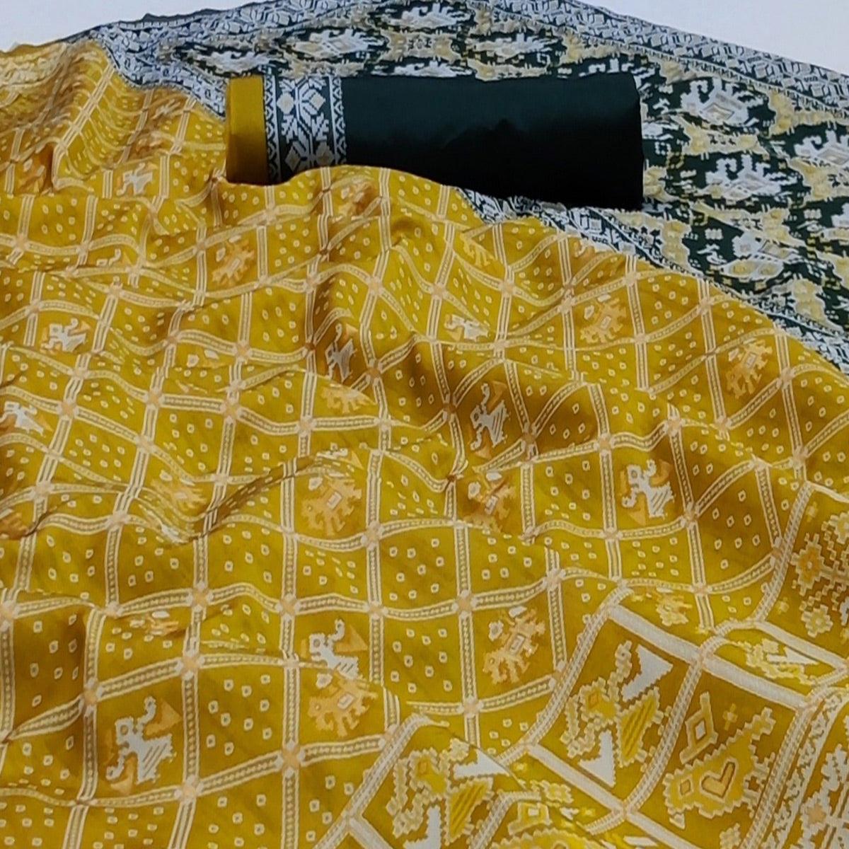 Yellow Festive Wear Woven Soft Silk Patola Saree - Peachmode