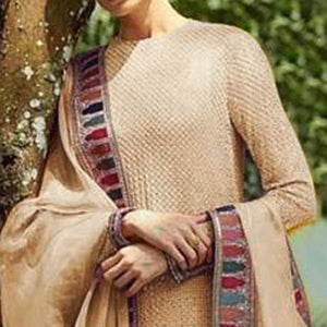 Yellow Sequence Embroidered Georgette Salwar Suit - Peachmode