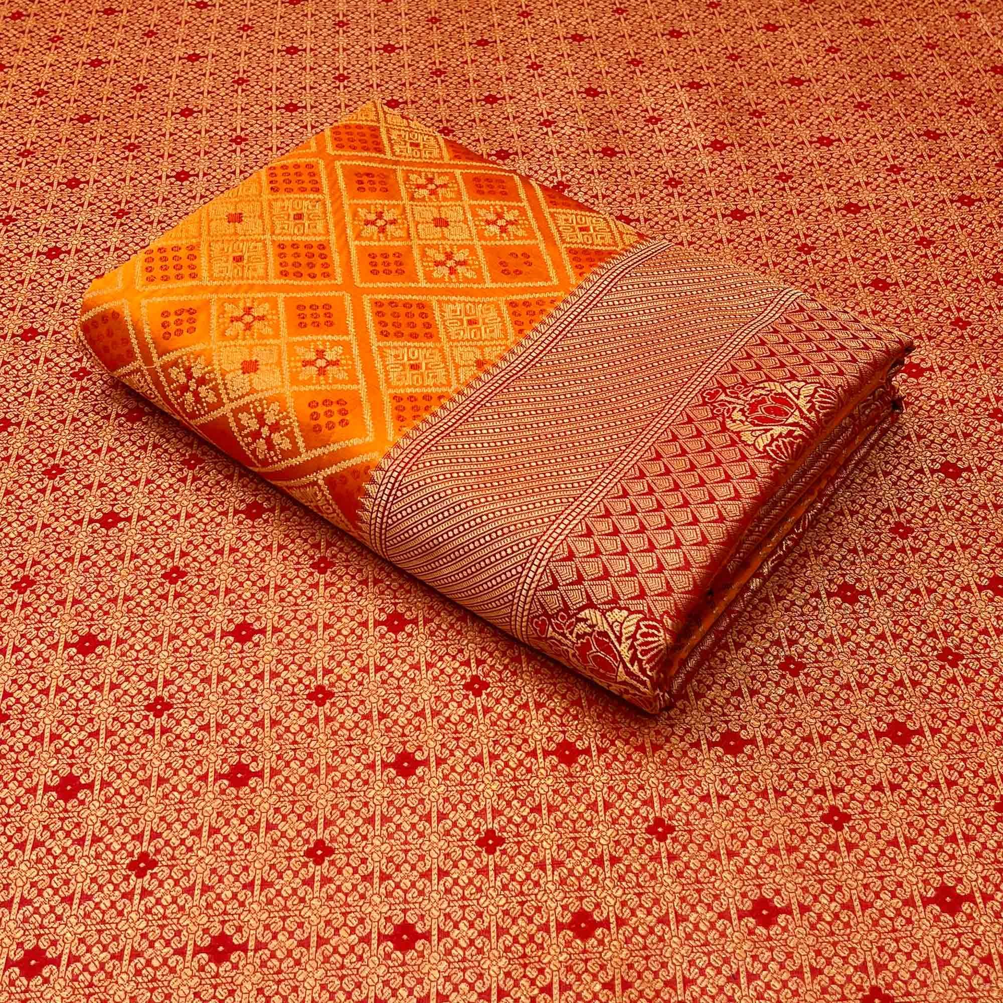 Yellow Woven Patola Art Silk Saree - Peachmode