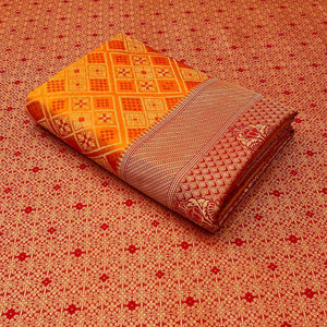 Yellow Woven Patola Art Silk Saree - Peachmode