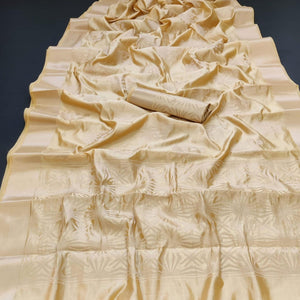 Yellowish Cream Festive Wear Woven Pure Silk Saree With Butta Pallu - Peachmode