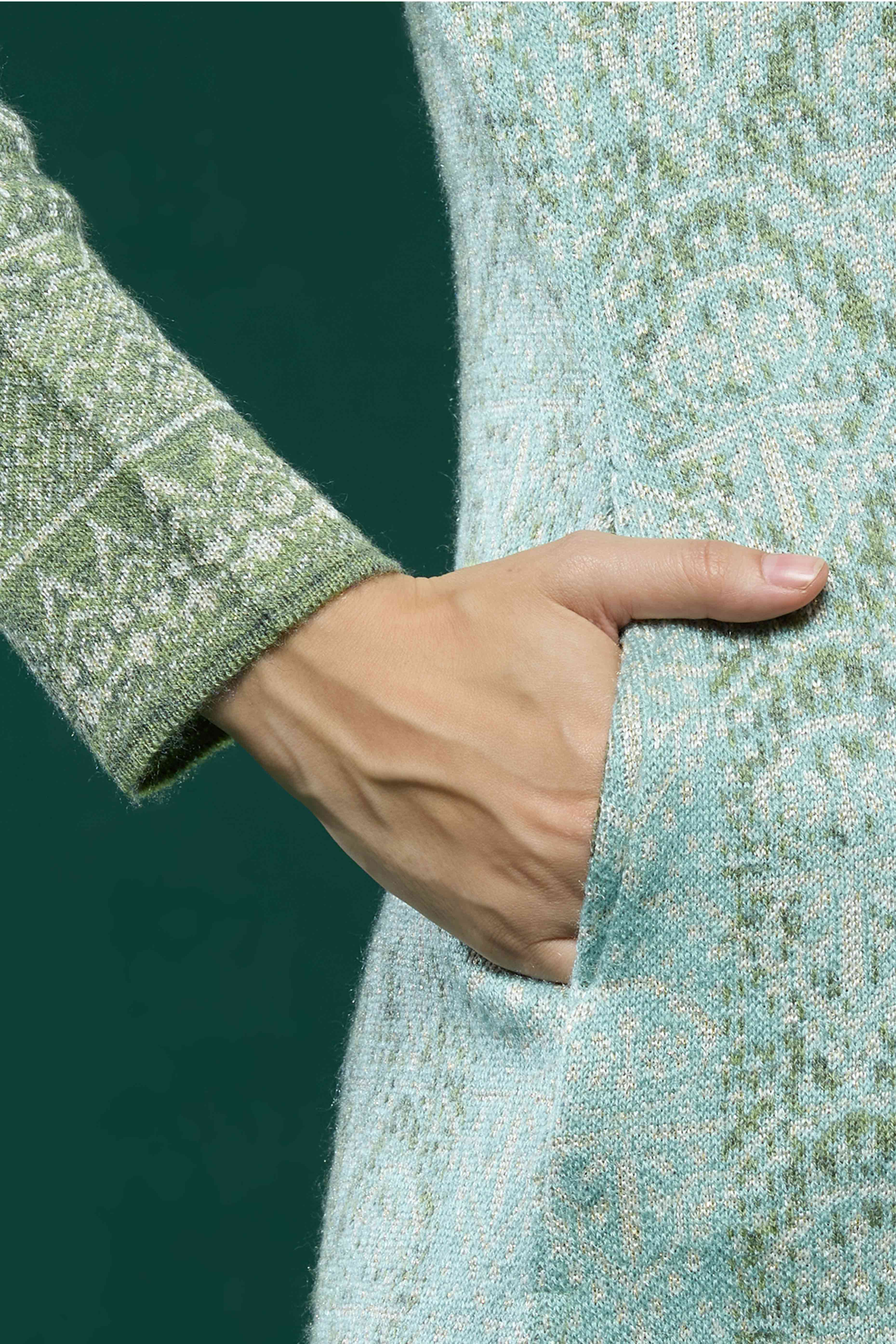 Green Woven Woolen Straight Salwar Suit