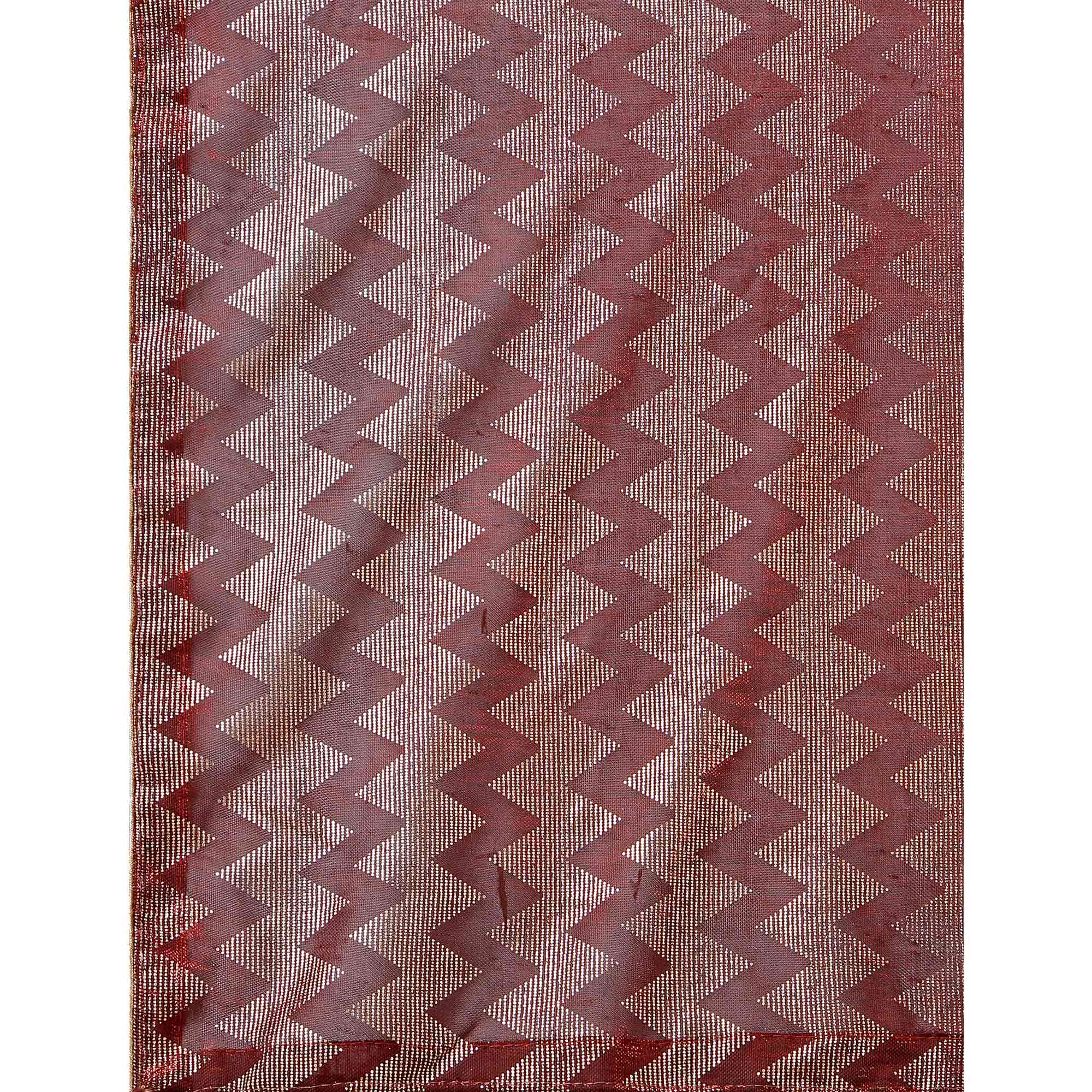 Maroon Digital Foil Printed Rayon Saree