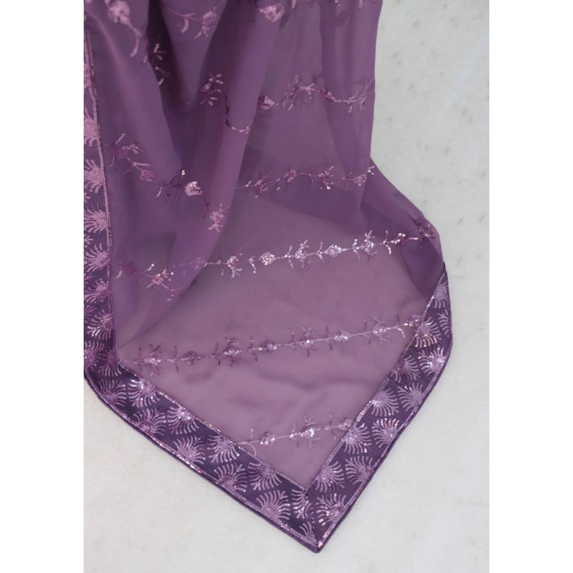 Purple Premium Vichitra Silk Saree Adorned with Shimmering Sequins Work