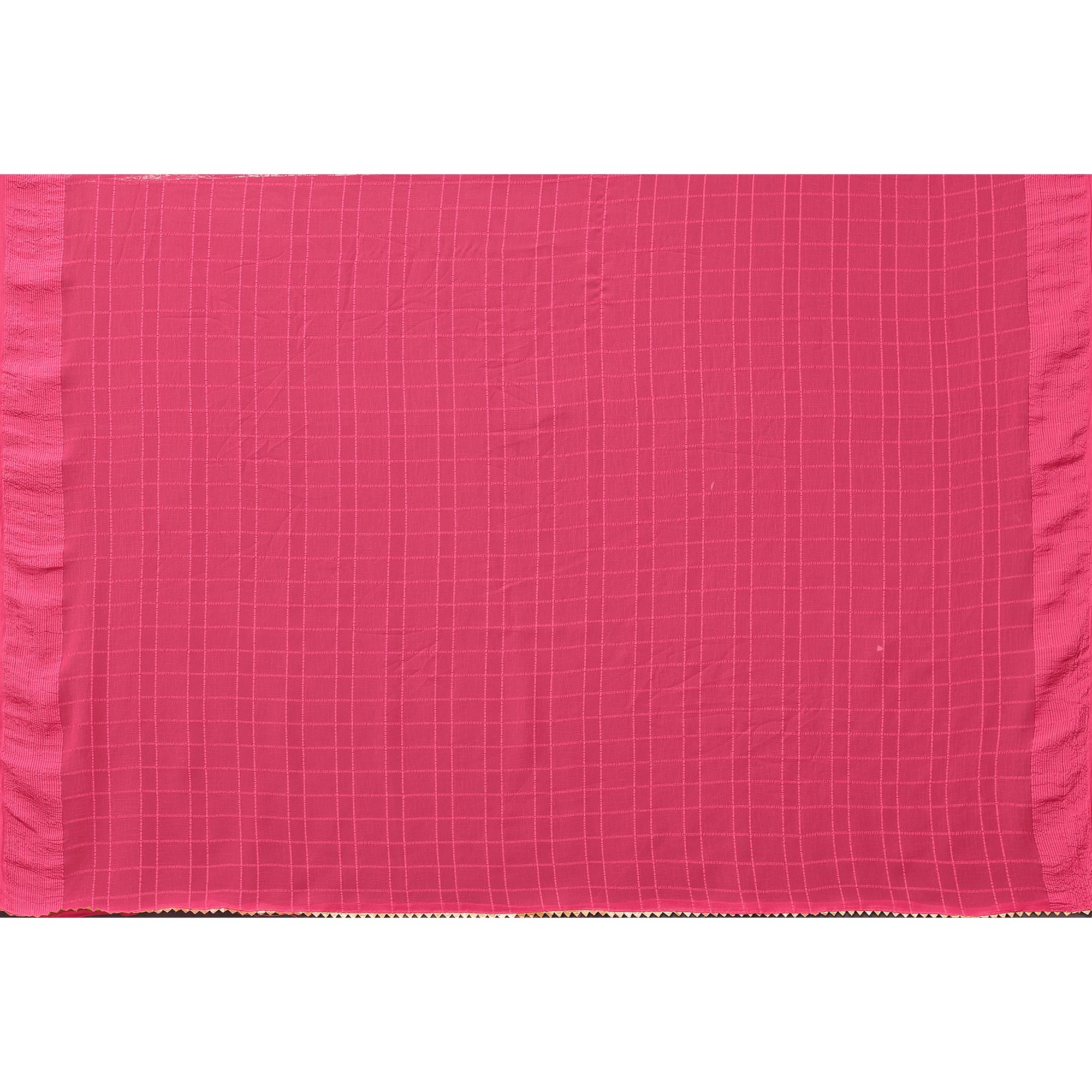 Pink Woven Checks Ready To Wear Georgette Saree