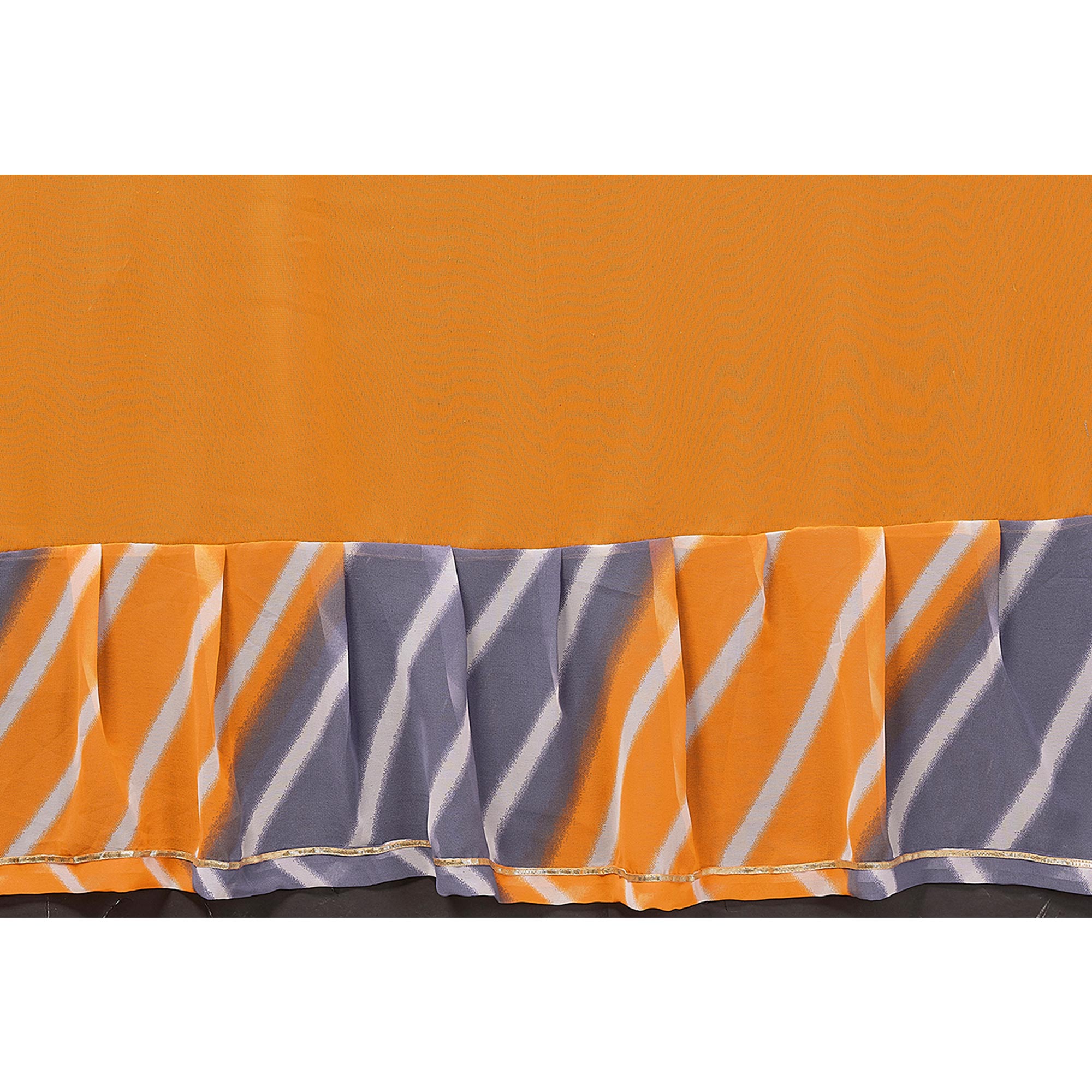 Orange Solid Georgette Saree With Printed Ruffle Border