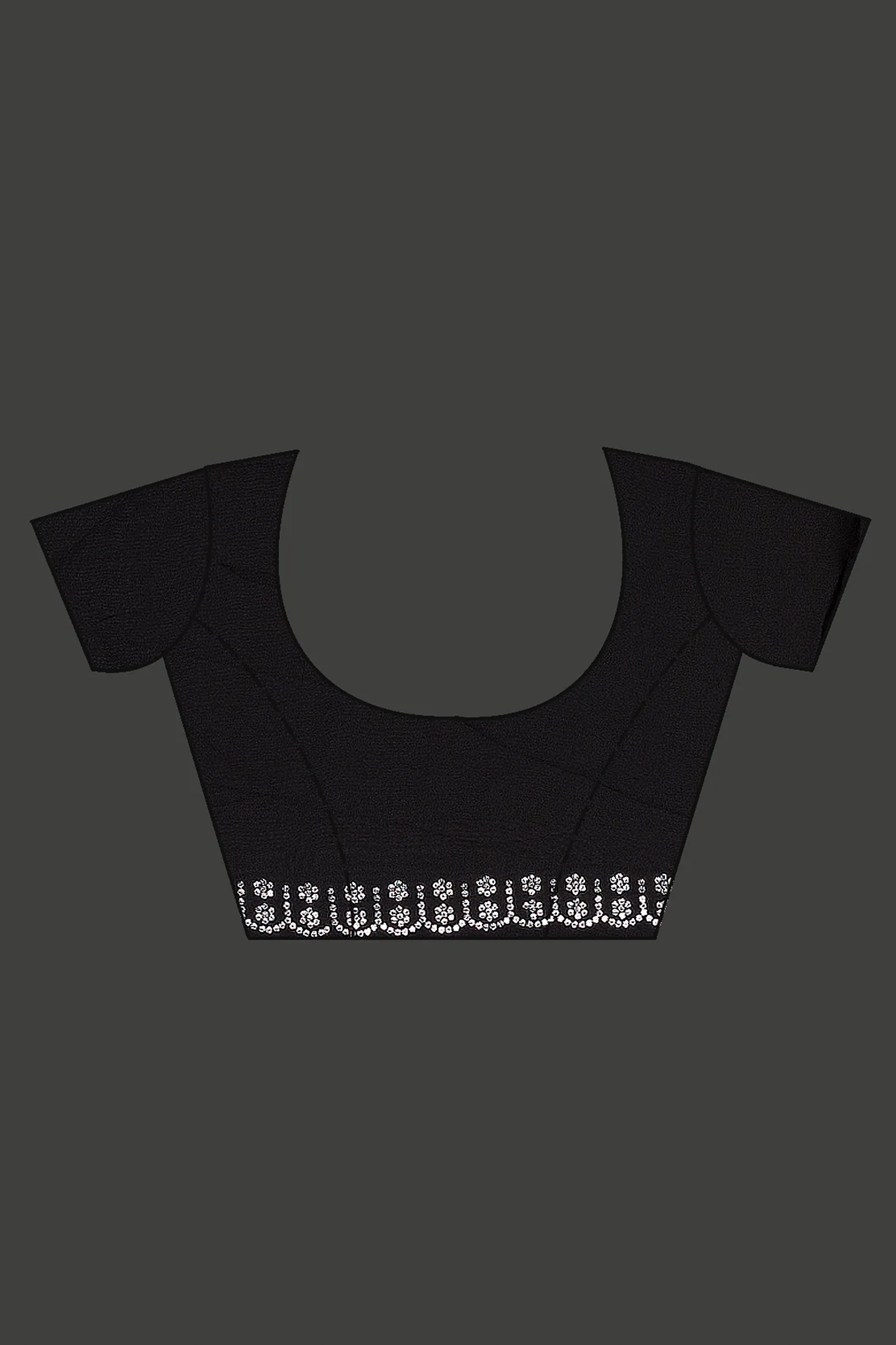 Black Swarovski Work Embroidered Chiffon Saree