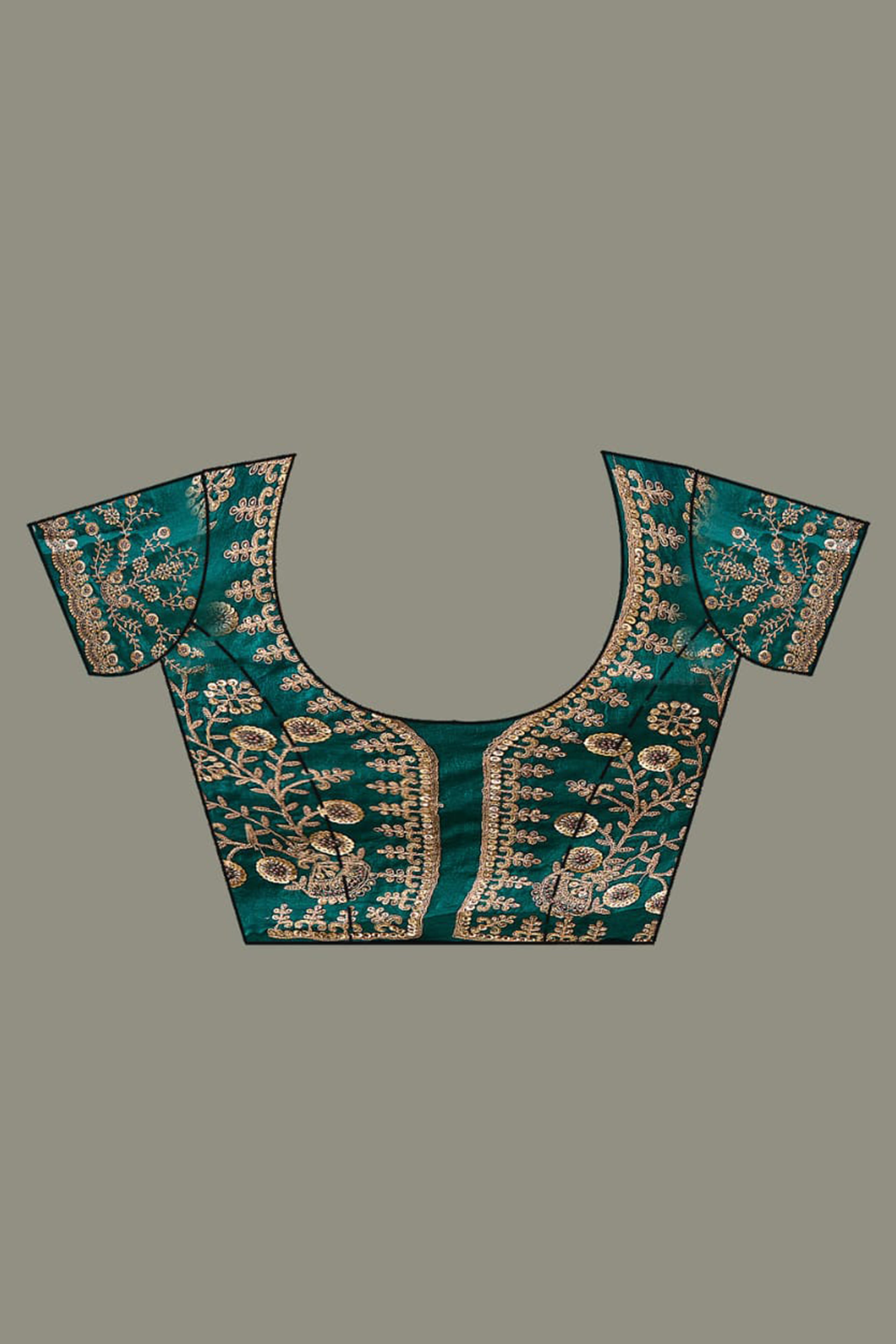 Trendy Green Fancy Satin Saree Enhanced With Rich Golden Embroidered Design