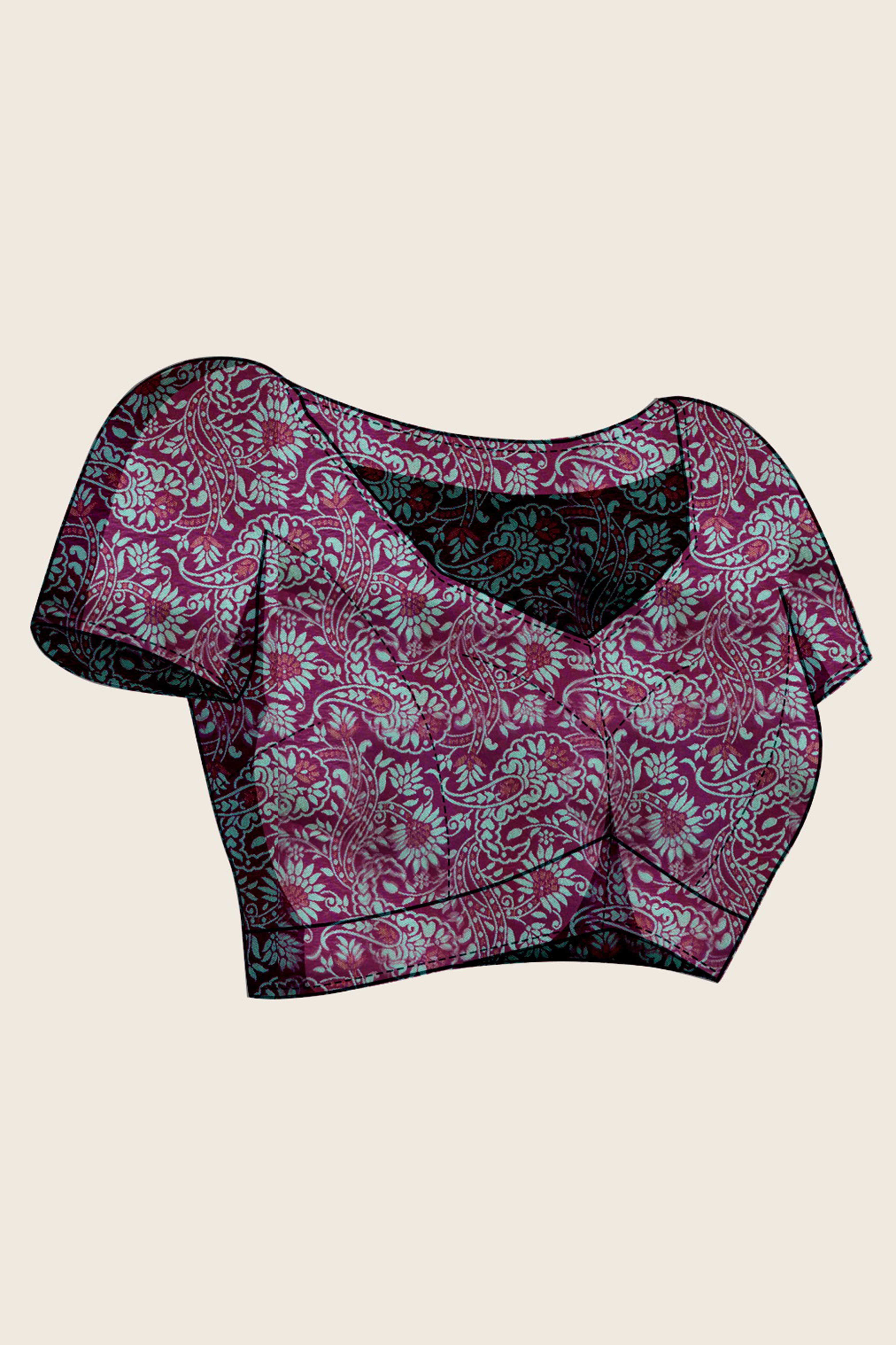 Purple Pure Silk Kanjivaram Handloom Saree Enhanced with Zari Woven Patterns