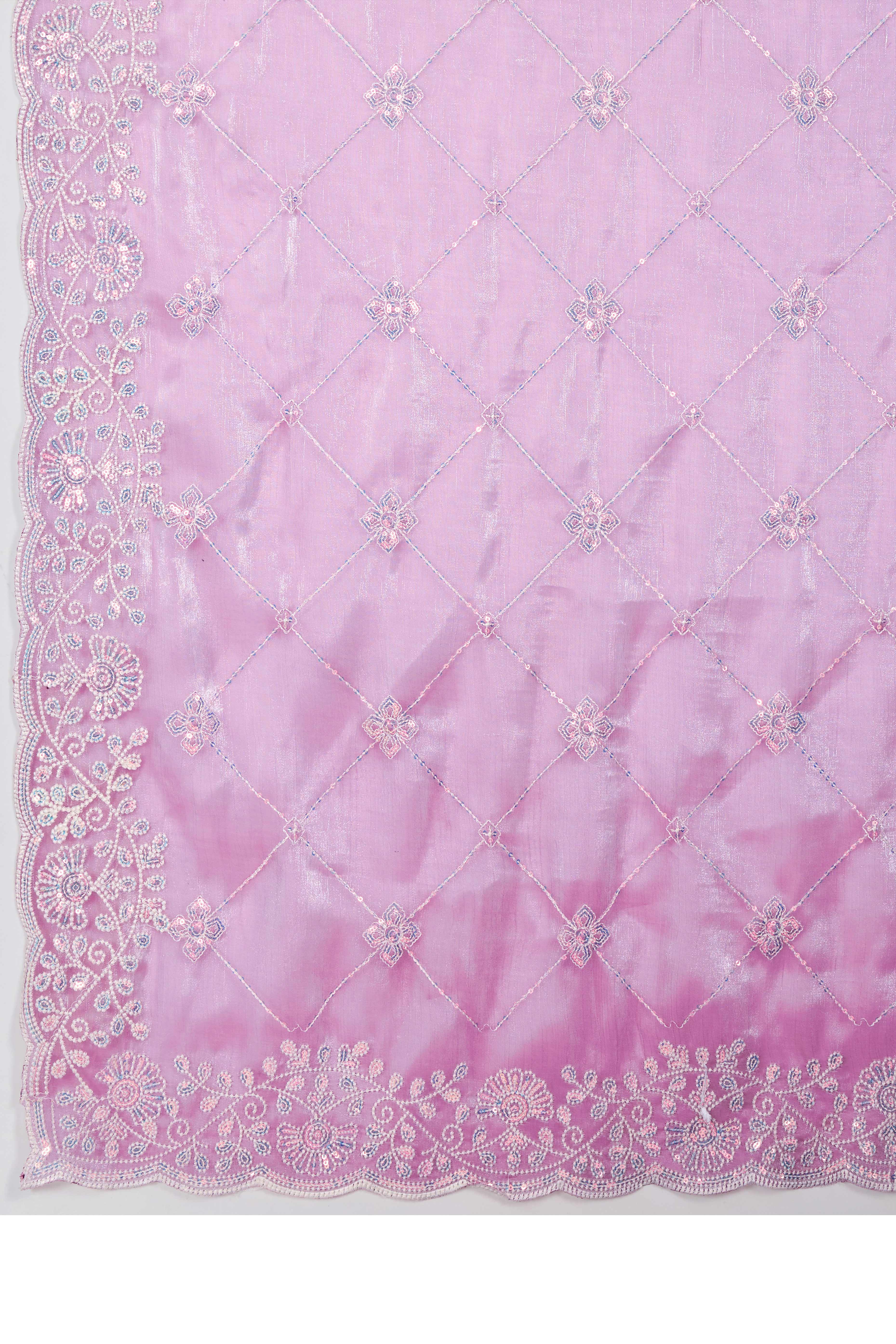 Purple Silk Saree with Dazzling Sequin Embroidery
