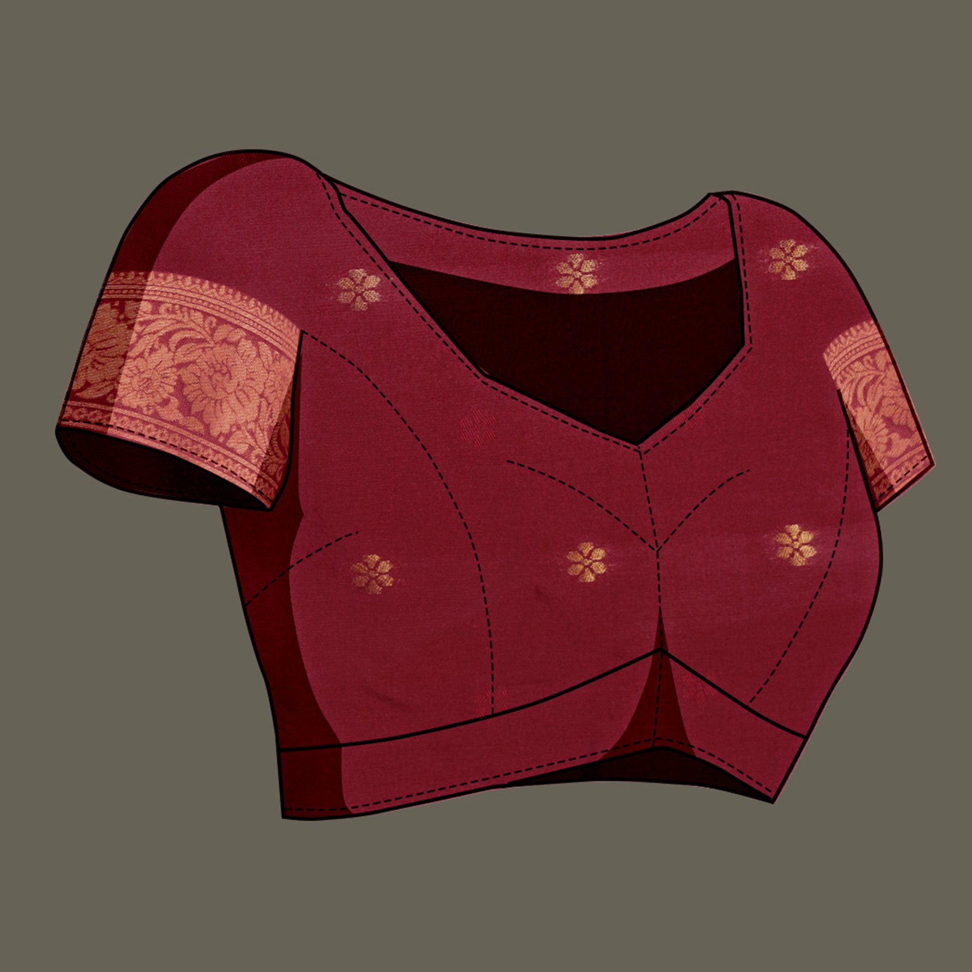 Chikoo Floral Woven Banarasi Silk Saree