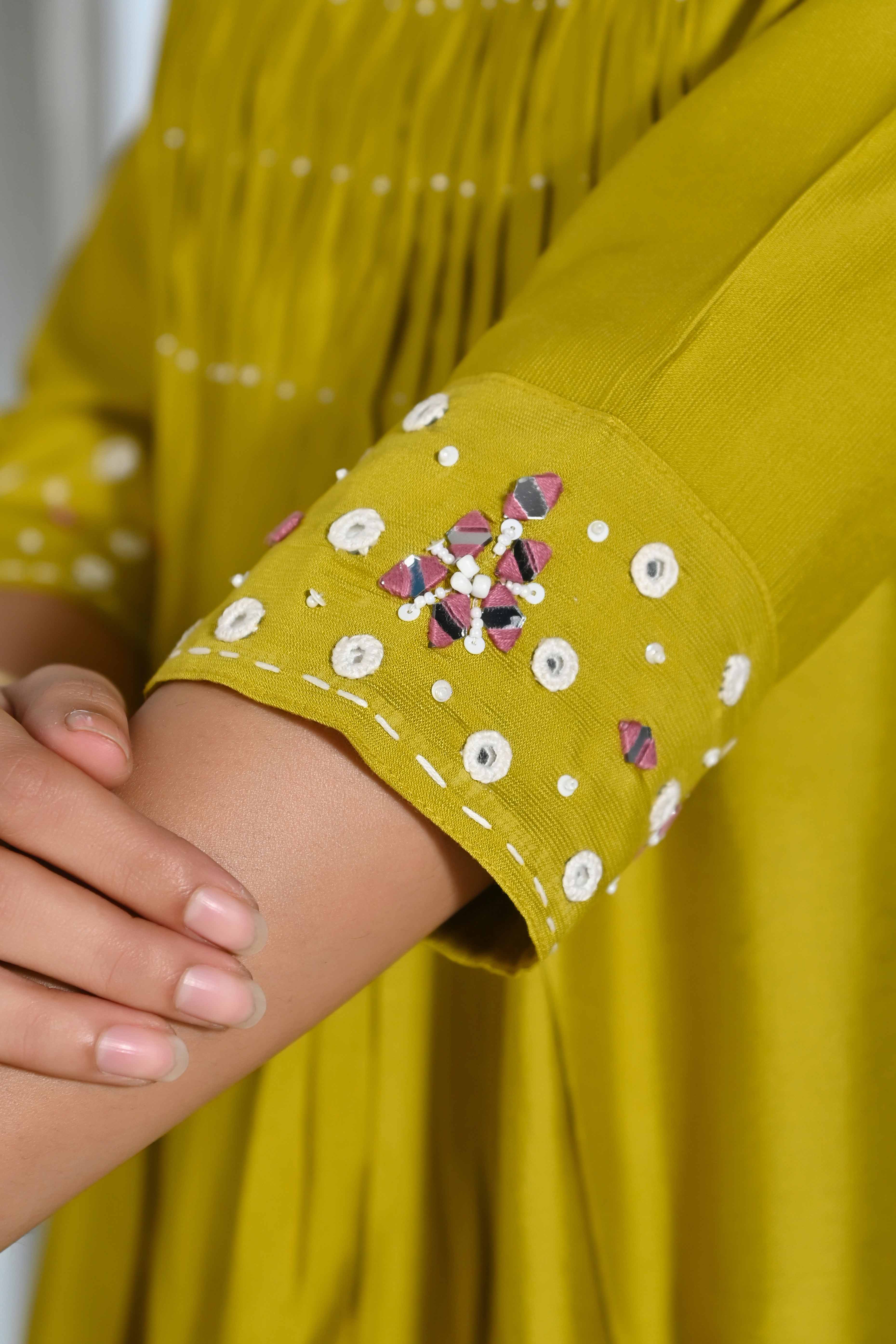 Olive Embroidered Viscose Salwar Suit