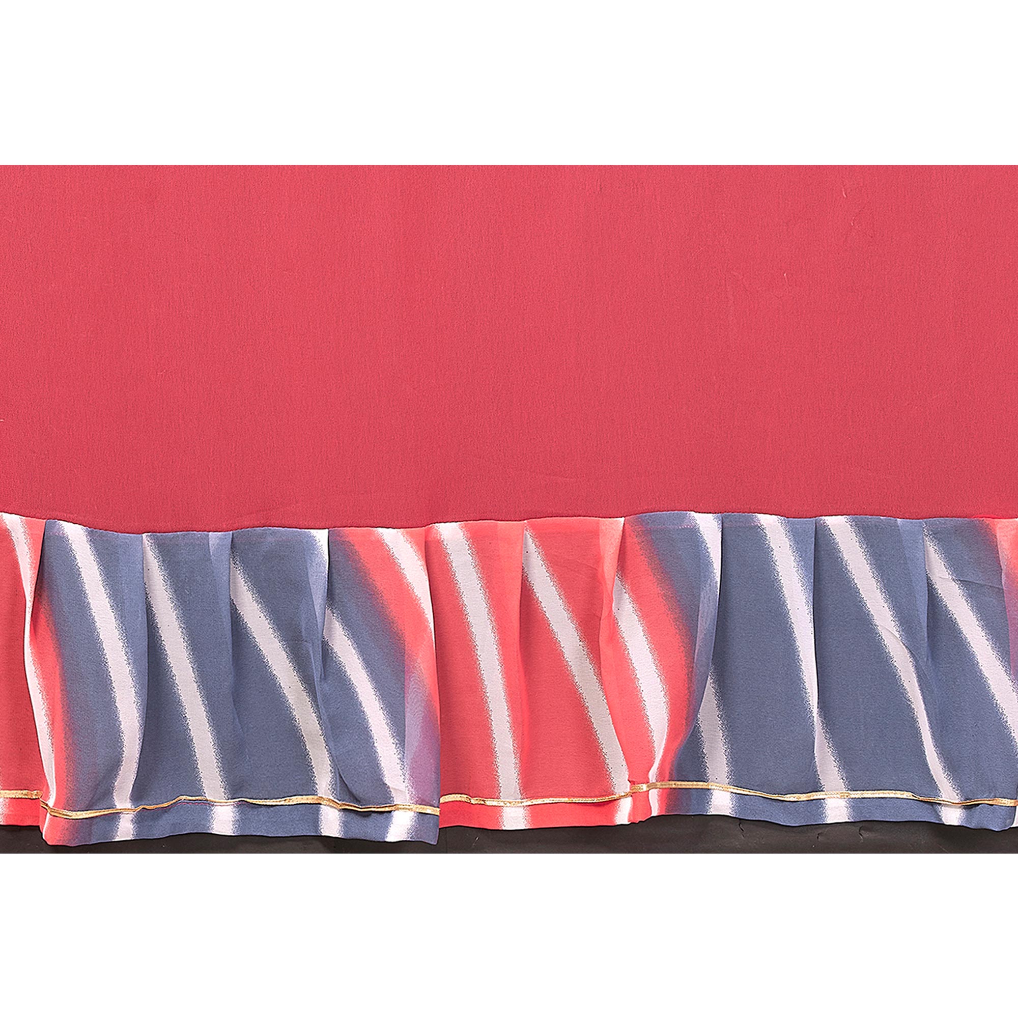 Pink Solid Georgette Saree With Printed Ruffle Border