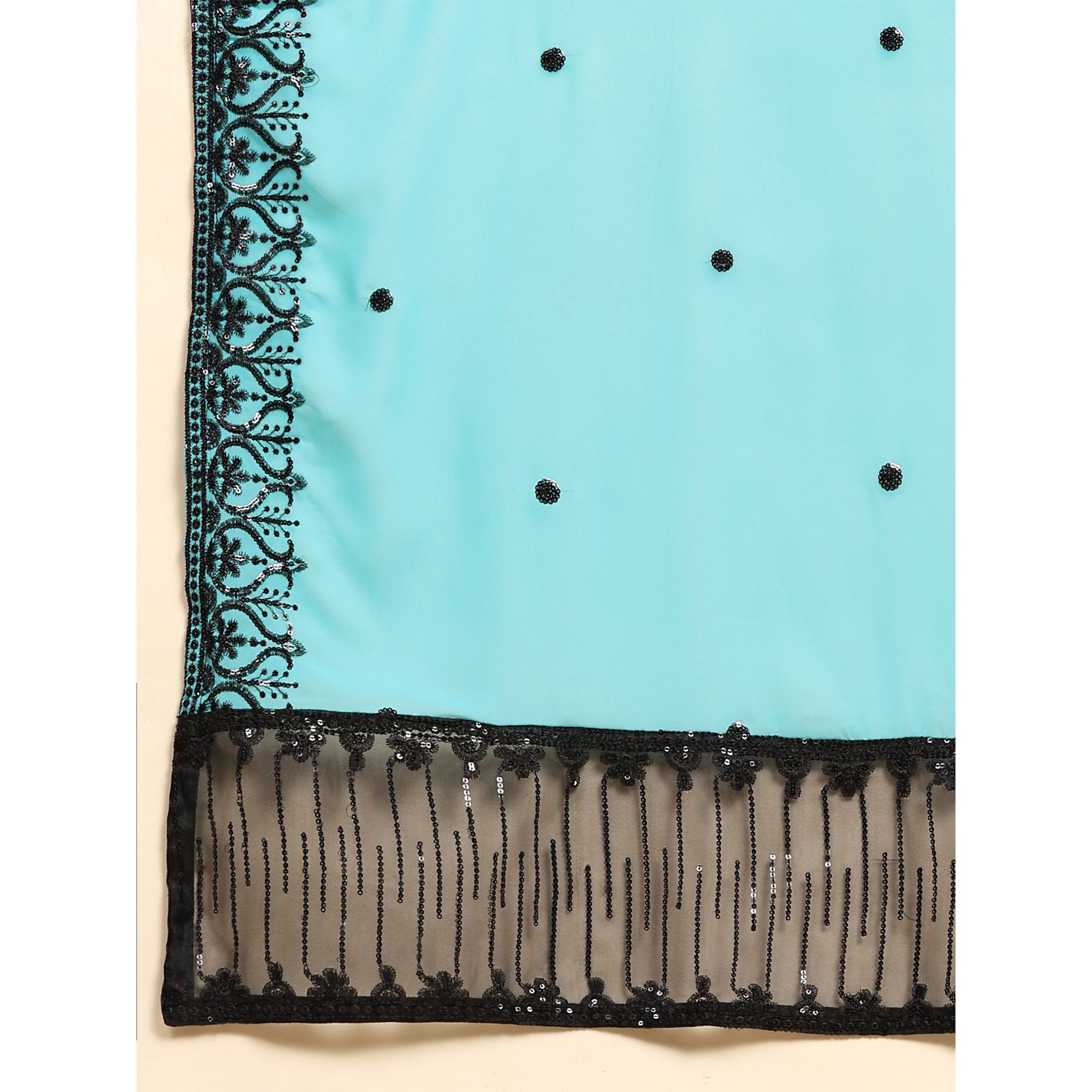 Black & Blue Floral Embroidered Georgette Semi Stitched Pakistani Suit