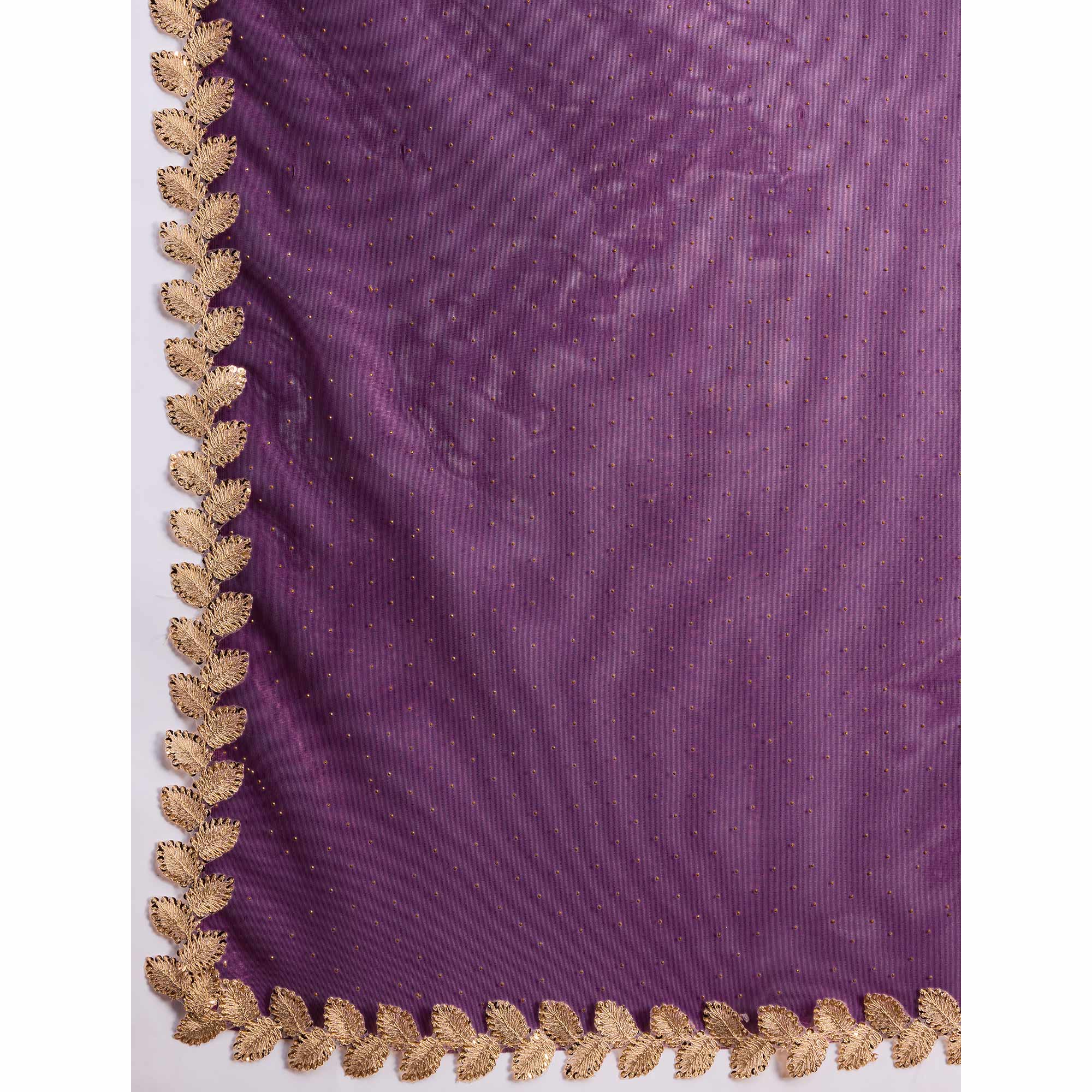 Wine Swarovski Work Shimmer Net Saree