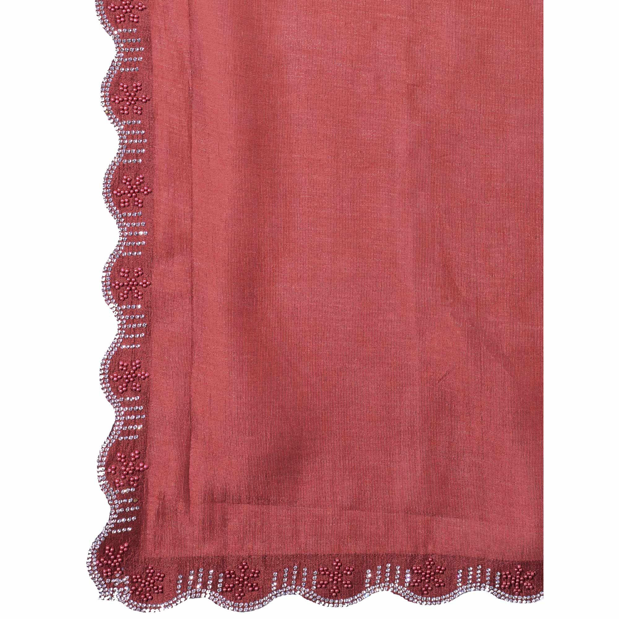 Brown Pearl Work Embroidered Khaadi Saree