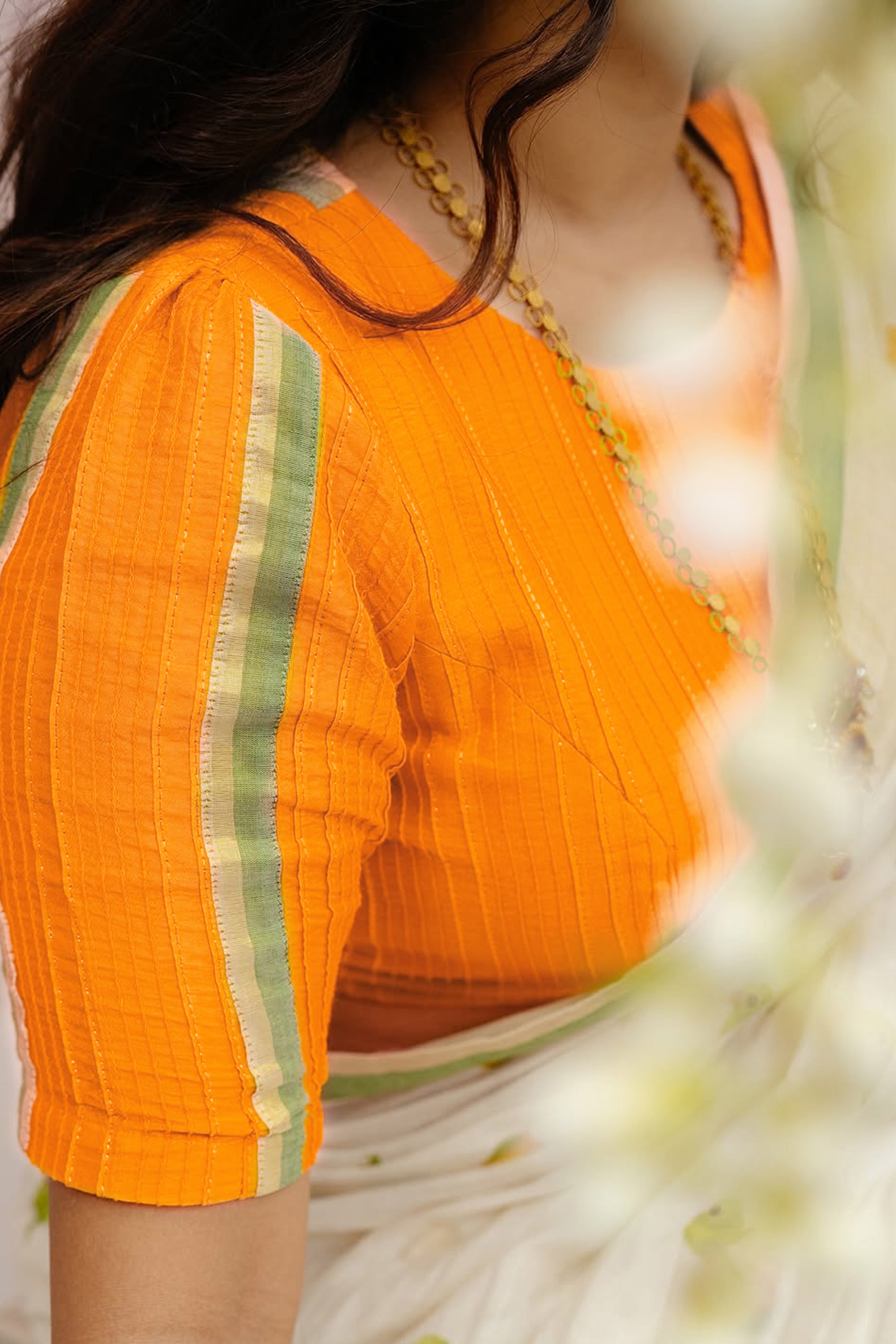 Minimalist Off White Linen Cotton Saree with Elegant Printed Patterns