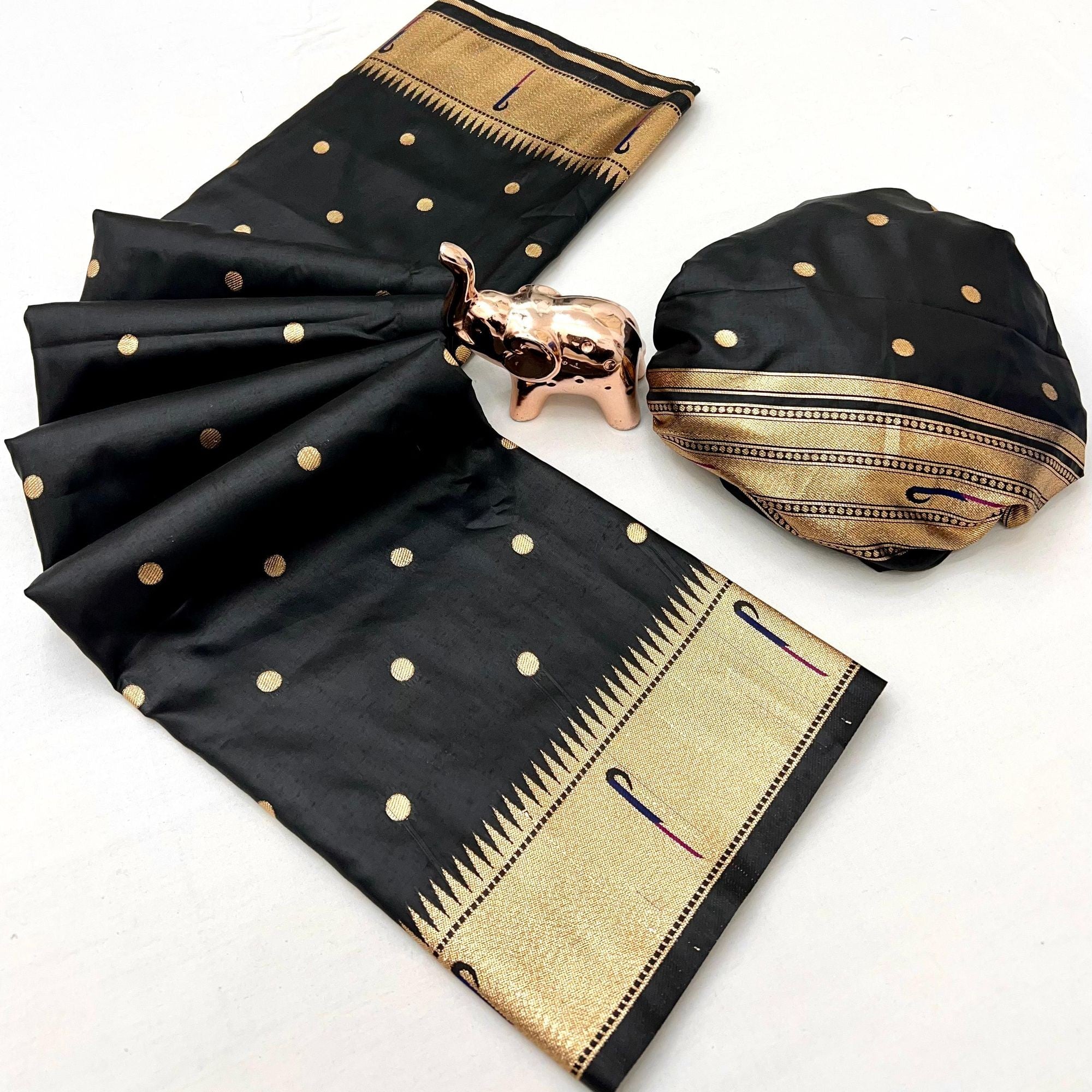 Black Banarasi Silk Saree with Authentic Zari Weaving for Festive Occasions - Image 2