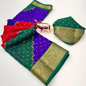 Graceful Multicolor Georgette Saree Accented with Zari Woven Border - Image 2