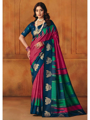 Elegant Pink Cotton Silk Saree Adorned With Subtle Foil Printed Detailing - Image 1