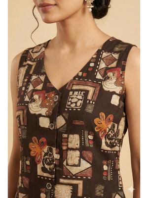 Black Geometric Printed Rayon Co-Ord Set in Soft Rayon for Effortless Style - Image 2