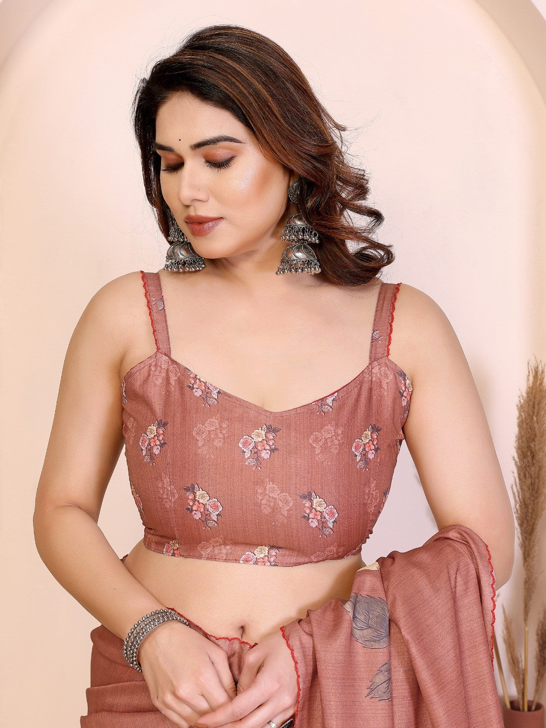Sophisticated Brown Manipuri Cotton Silk Saree Enhanced With Vibrant Floral Digital Prints - Image 2