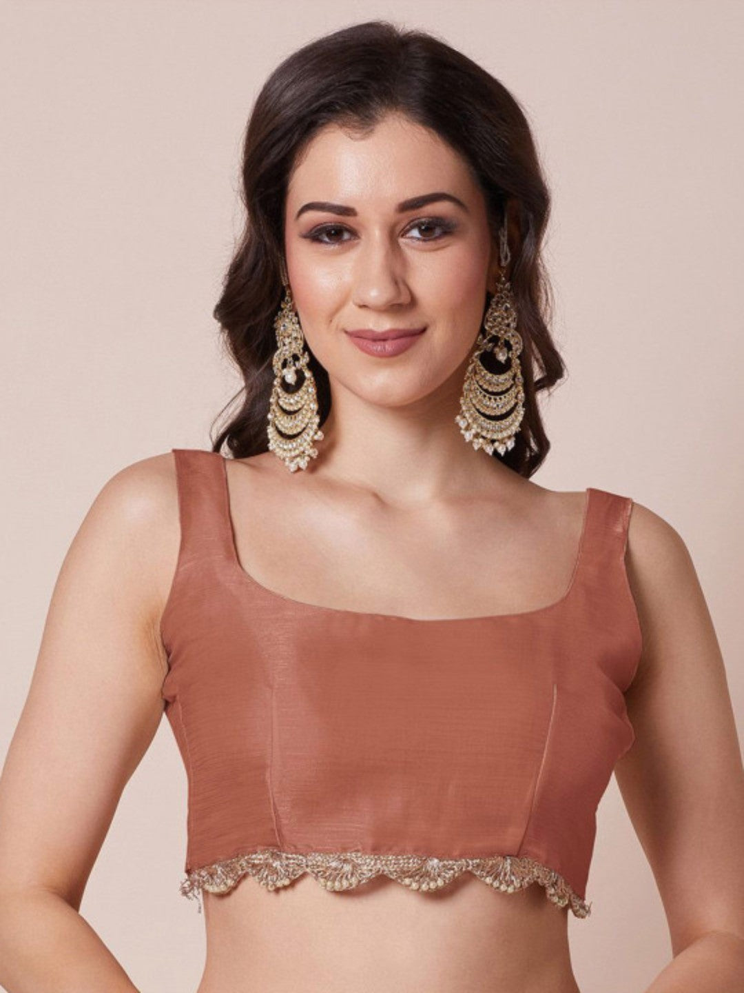 Elegant Rust Solid Art Silk Saree with Delicate Lace Border - Image 2