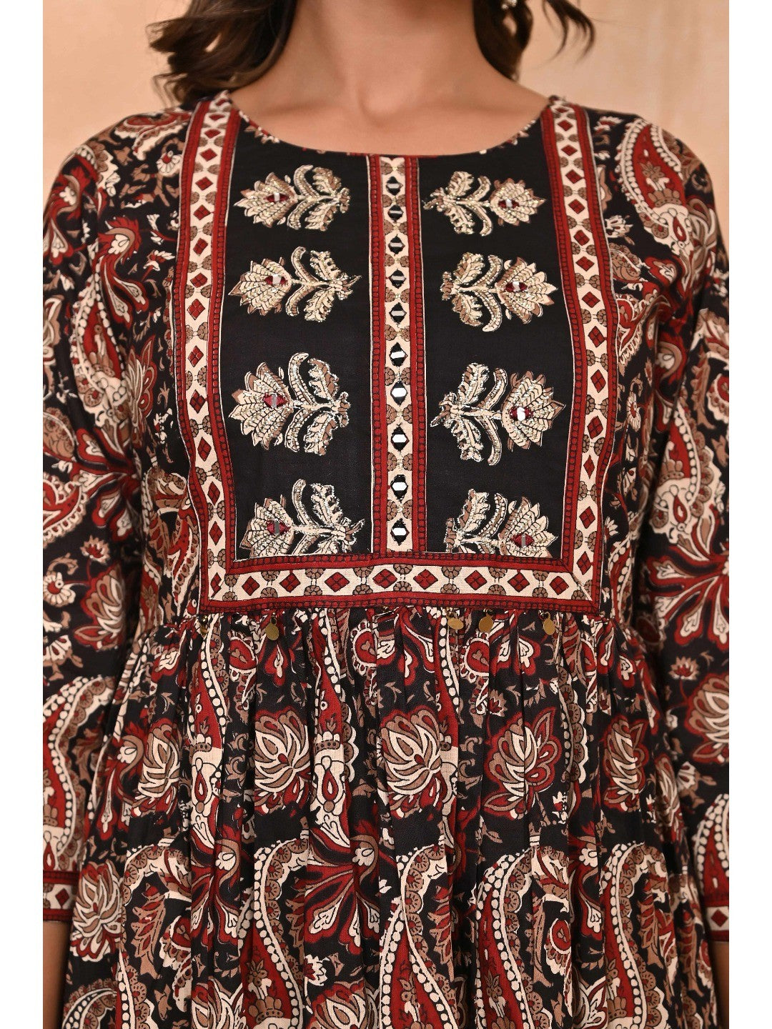 Regal Black Paisley Anarkali Suit in Breathable Cotton Fabric for Effortless Style - Image 3