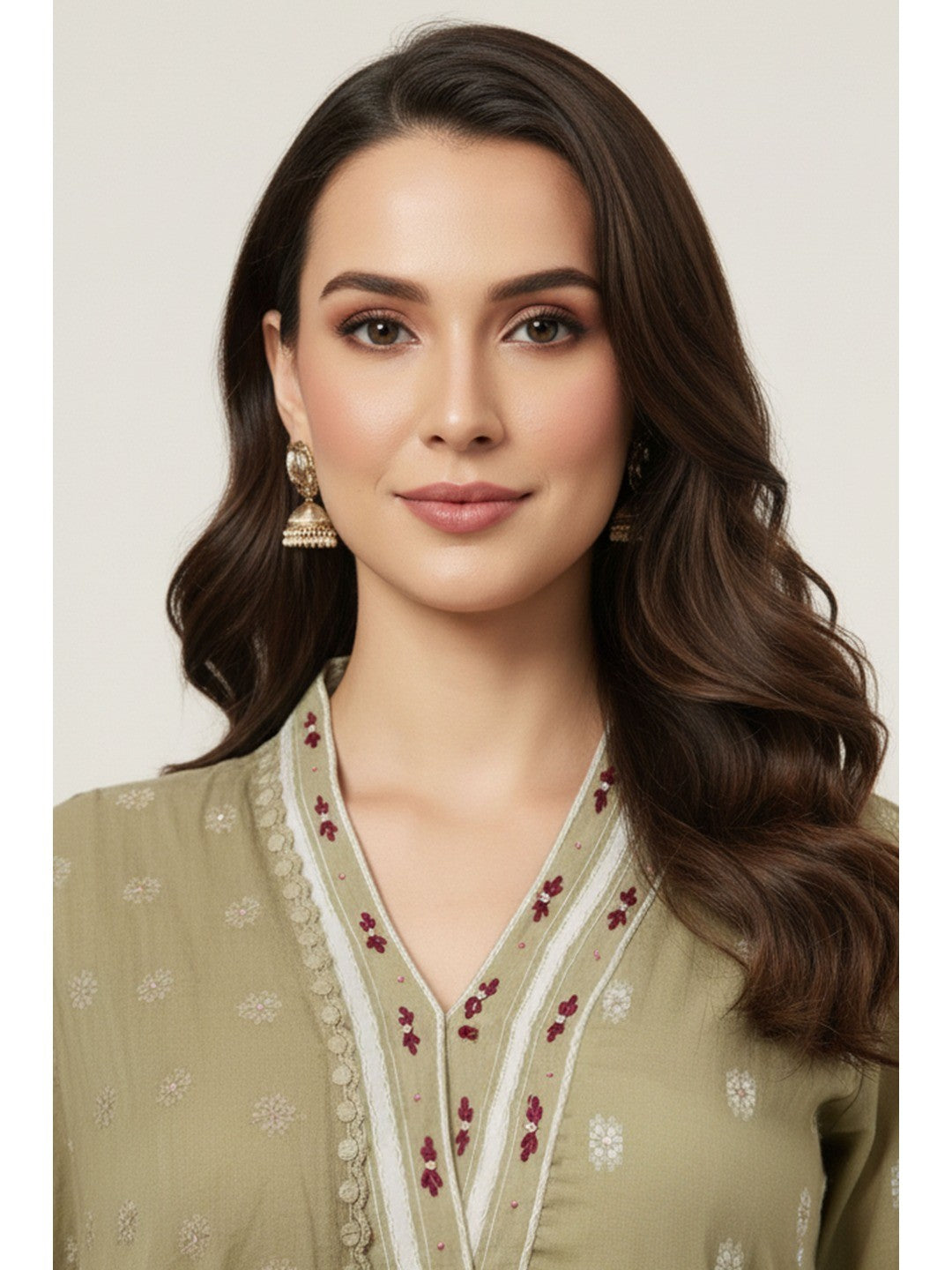 Green Pure Cotton Straight Suit with Handloom Weaving - Image 4