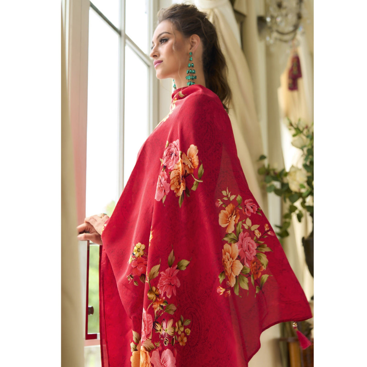 Pink Embroidered Vichitra Silk Anarkali Salwar Suit - Image 4