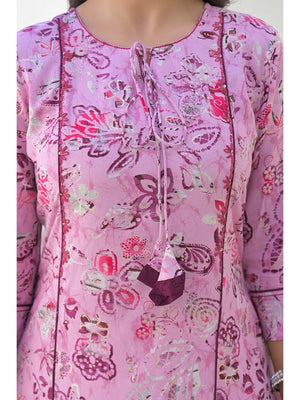 Light Purple Floral Printed Rayon A-Line Cut Kurti - Image 2