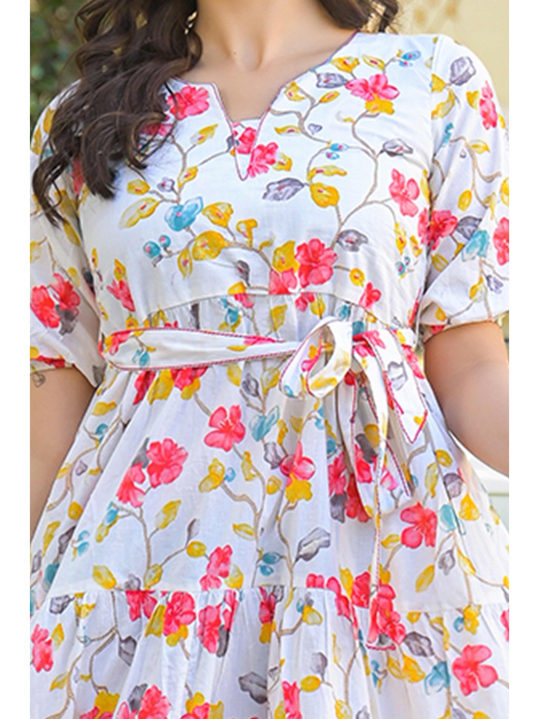 Pink Floral Printed Pure Cotton Maxi Dress - Image 9