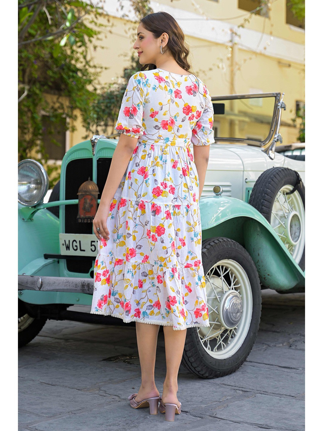 Pink Floral Printed Pure Cotton Maxi Dress - Image 5