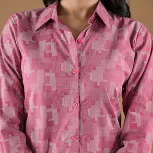 Pink Printed Cotton Blend Top - Image 2