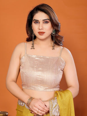 Elegant Yellow Chiffon Saree Featuring Shimmering Sequins Cording Embroidered Work - Image 2