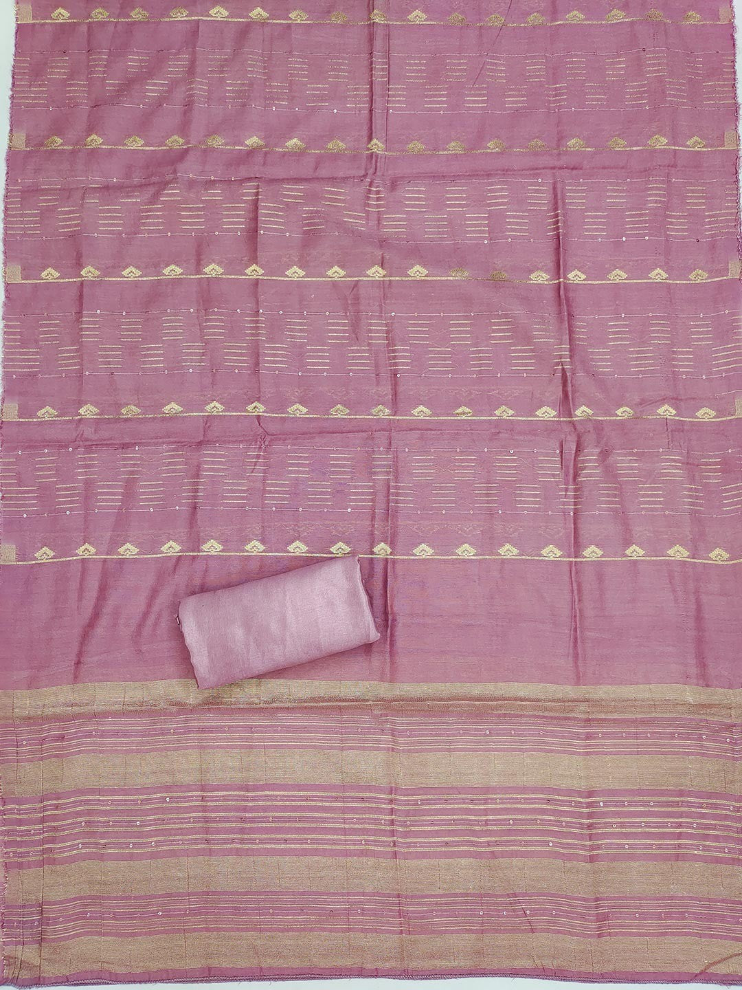 Pink Zari Woven Chanderi Jacquard Fabric Dress Material for Graceful Ethnic Wear - Image 3